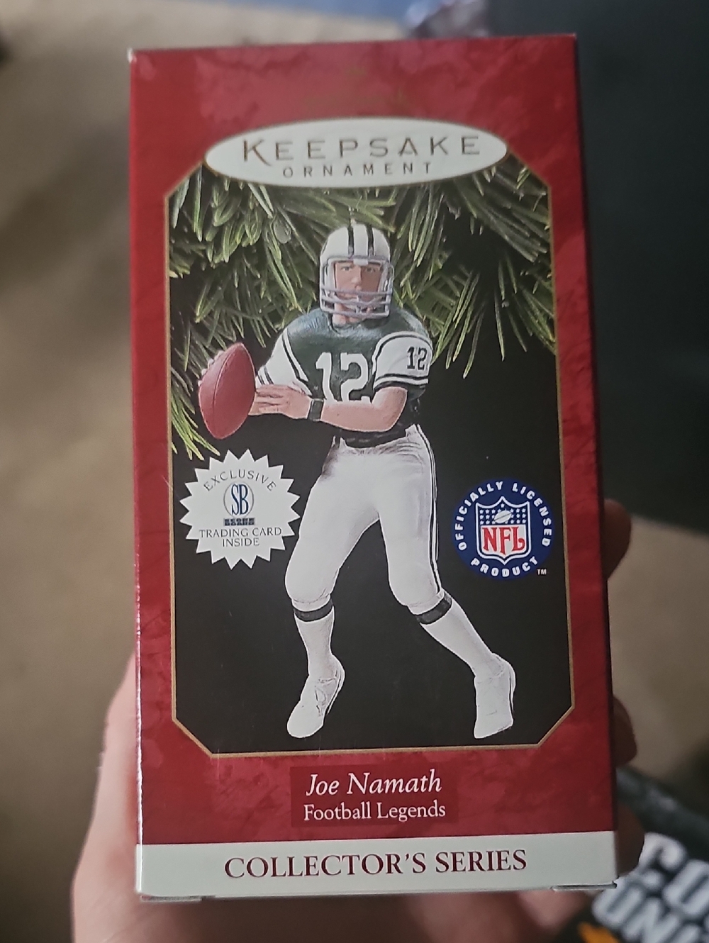 Keepsake Ornament Joe Namath Football Legend - Green & White